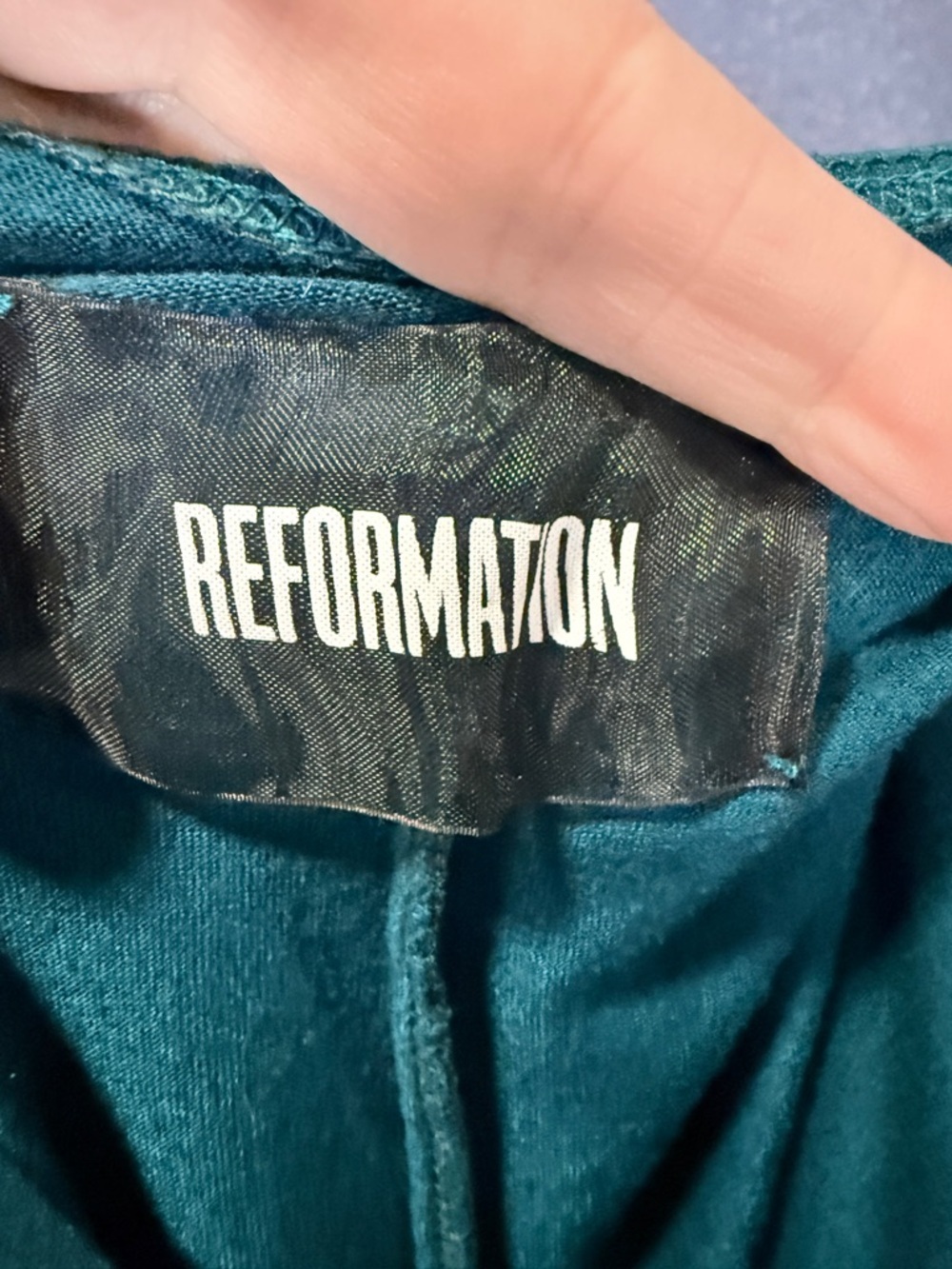 Reformation Teal Lace Up Short Sleeve Fit Flare Midi Dress | Large - Picture 6 of 8